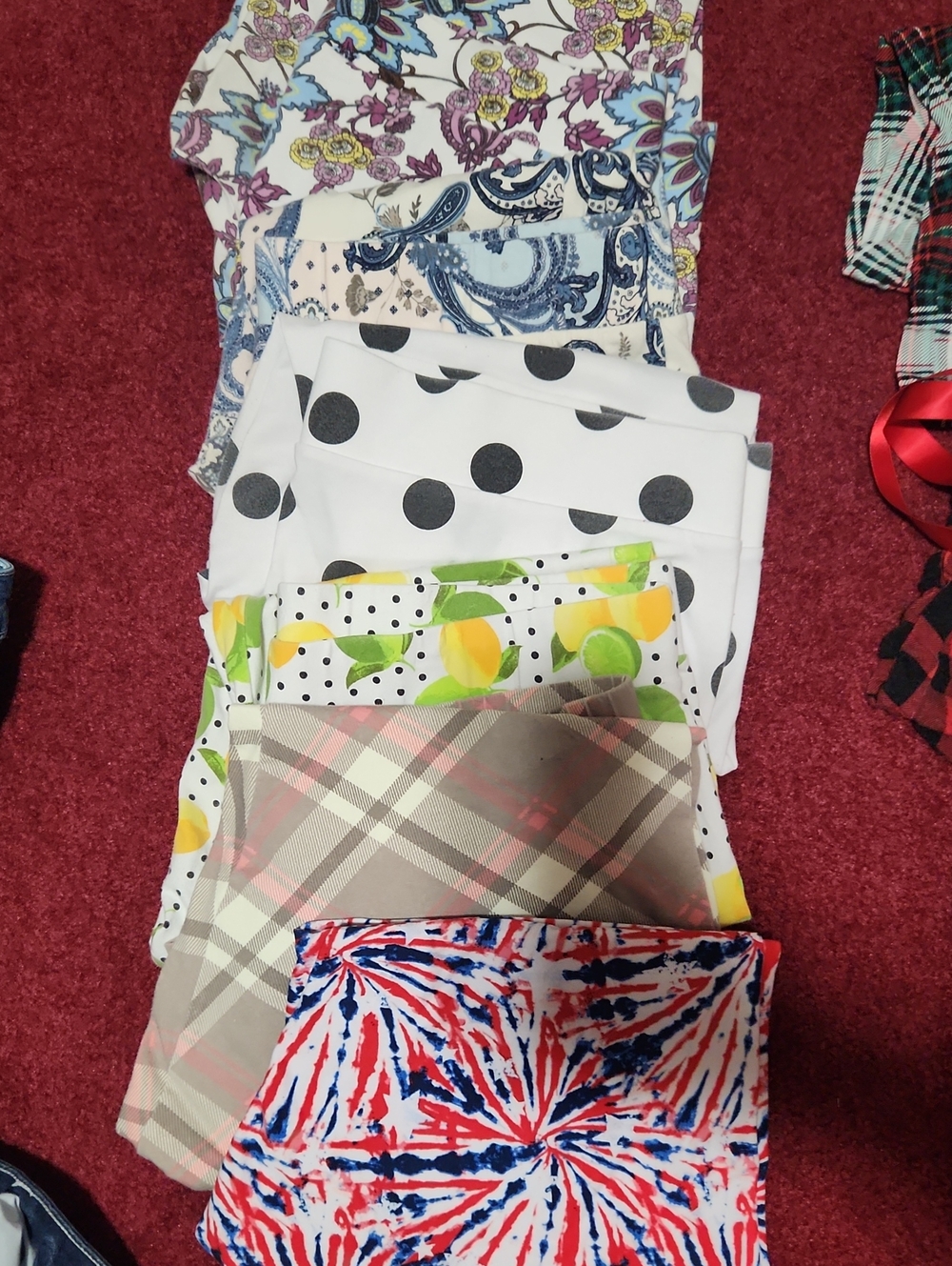 Assorted Patterned Leggings Bundle - Polka Dot, Lemon, Plaid & Floral 1.00/pair